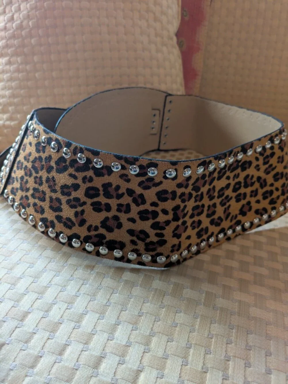 Y2K & Indie Style leopard print silver-tone buckle belt Size M.